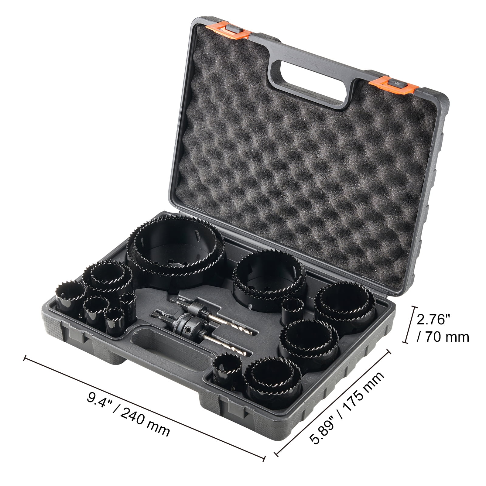 VEVOR Bi-Metal Hole Saw Kit, 18PCS Hole Saw Set with 3/4" to 4-1/2", 6 Drill Bits, M42 Hole Saw Set with High Strength Hard Alloy Steel, Mandrels, Hex Key, Drill Bits for Metal, PVC Board, Wood
