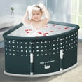 thumbnail image 2 of Trendix Bathtub Portable Fan-shaped Foldable Bathtub for Kids, Adult Large Collapsible Bath Tub, Freestanding Surround Shower Tub, Green, 2 of 9