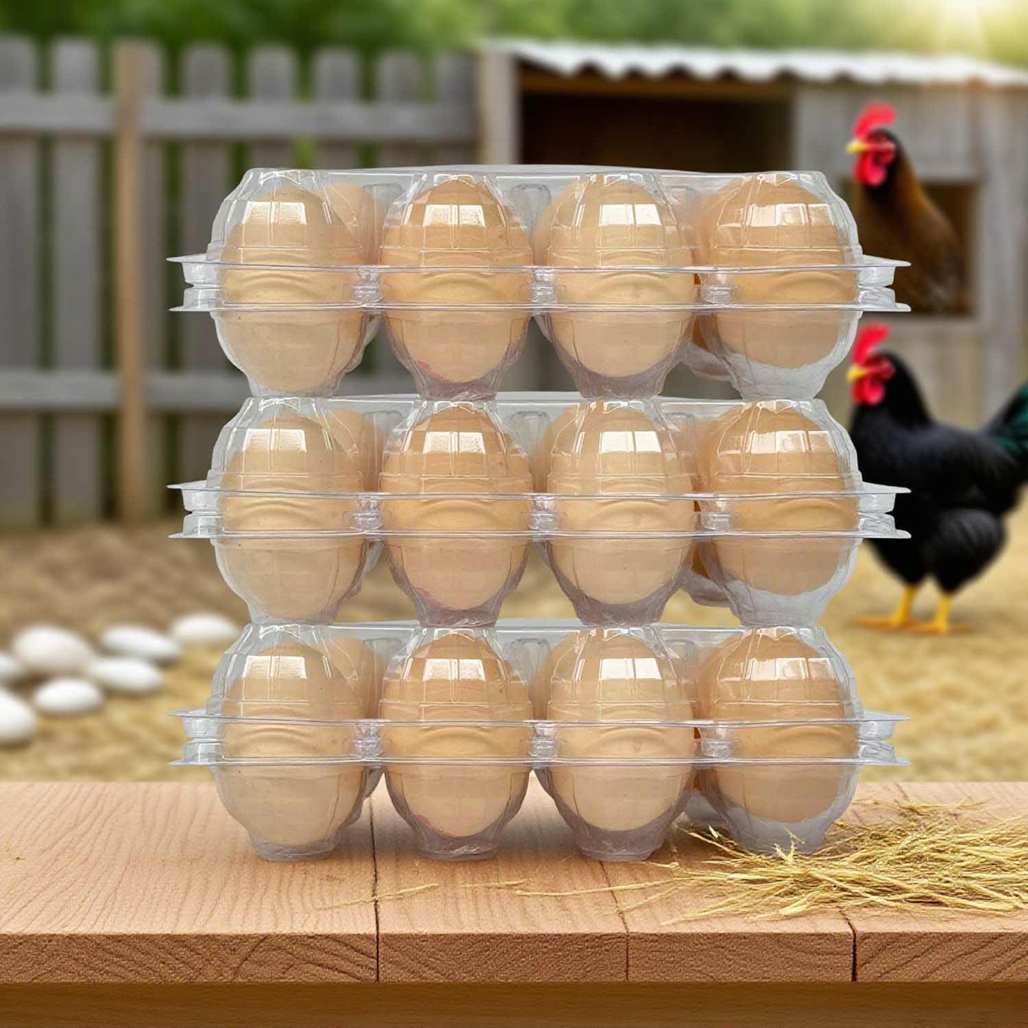 Neighborly Nook 50-Pack of 12-Count Plastic Egg Cartons – Bulk Clear Reusable Egg Containers Holds Chicken Eggs | Egg Cartons Cheap Bulk, Eggs 12 Count,Suitable for farms, markets and families.
