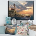 thumbnail image 2 of Designart 'Lighthouse On A Rocky Coastal Cliff At Evening Light' Nautical & Coastal Framed Canvas Wall Art Print, 2 of 5