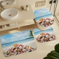 thumbnail image 5 of Seashell On The Beach 4 Piece Shower Curtain Sets, with Non-Slip Rugs, Toilet Lid Cover And Bath Mat, for Bathroom Decor Set, 5 of 7