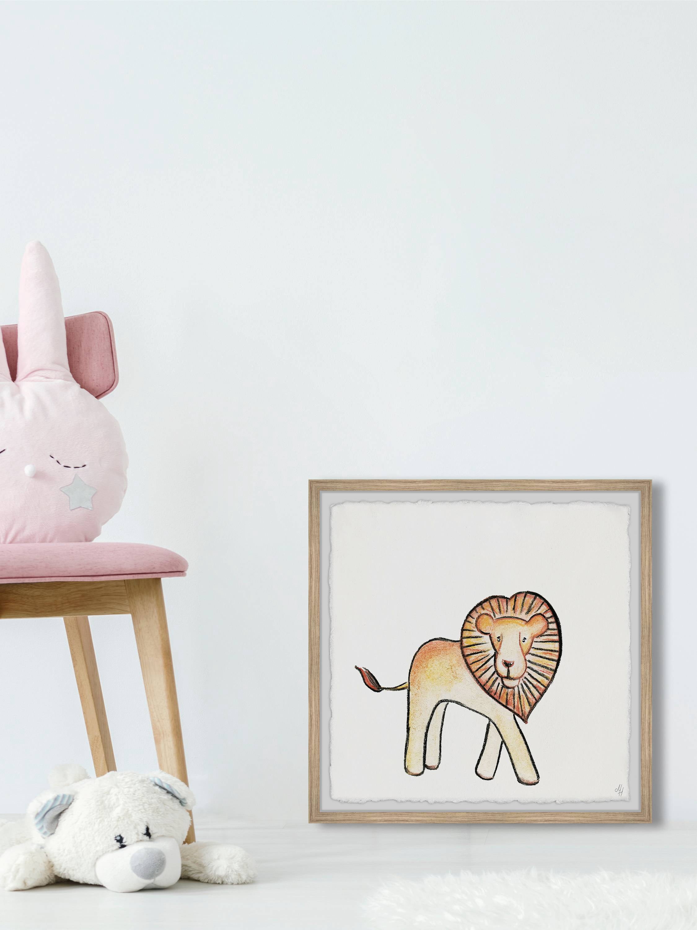 Marmont Hill Walking Lion Framed Wall Art, 18.00" x 1.50"