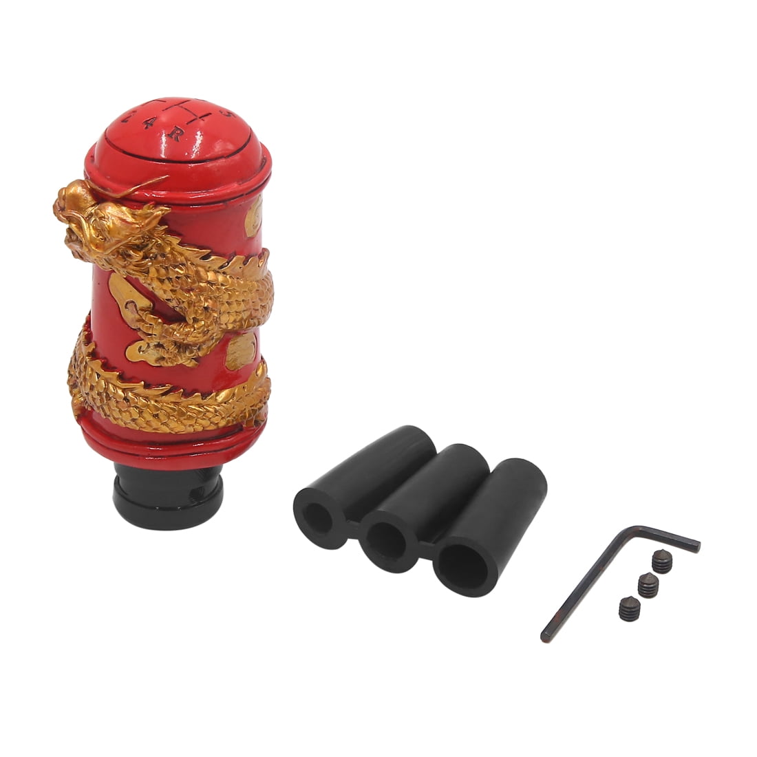 Red Dragon Head Pattern Manual Gear Shift Lever Knob 5 Speed w 3