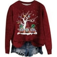 thumbnail image 1 of WEAIXIMIUNG Chandail Décontracté à Manches Longues pour Femmes Automne et Hiver Noël Imprimé Lettre Col Rond Épaules Dénudées, 1 of 4