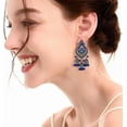 thumbnail image 3 of Boho Chandellier Jhumka Statement Dangle Earrings for Women Vintage Large Flower Ball Bead Tassel Drop Dangling Earring Indian Bollywood Jewelry Holiday Festival Christmas, 3 of 4
