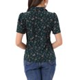thumbnail image 3 of INSPIRAR CHIC Blusas de Cuello en V para Mujeres Elegante Casual Estampado de Cereza con Solapa Notch Verano Manga Corta XS Verde Oscuro, 3 of 6