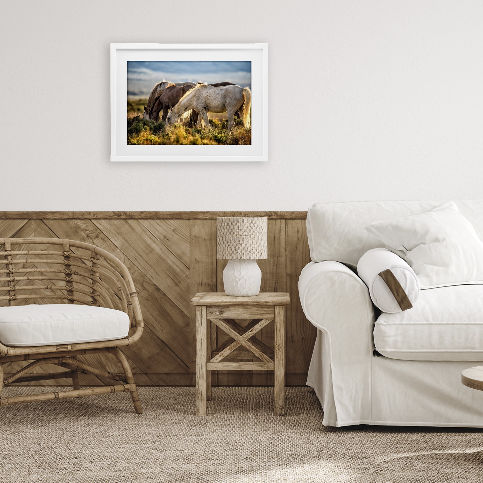 Stupell Industries Equine Evening Graze White Framed Print Under Glass, design by Tim West