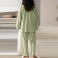 thumbnail image 6 of TrendVibe365 Womens Lounge Sets 2 Piece Outfits Solid Color Crewneck Long Sleeve Shirts and Wide Leg Long Pants Fashion Vacation Pajamas Lounge Set Loungewear Summer Outfits, 6 of 6