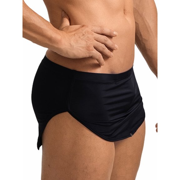 Haitryli Men Athletic Boxer Shorts Sides Split Press Button Crotch Boxer Briefs Running Sports Shorts Black XL