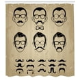 thumbnail image 3 of Geek Shower Curtain, Male Face Silhouettes Showing Types of Moustaches and Haircuts Image, Fabric Bathroom Set with Hooks, 69W X 84L Inches Extra Long, Eggshell Beige and Black, by Ambesonne, 3 of 3