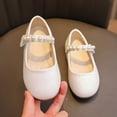 thumbnail image 3 of Toddler Girls Cute Pearl Dress Shoes Kids Lightweight Princess Ballet Flats Wide Toe Box Mary Jane Shoes, 3 of 7