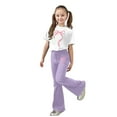 thumbnail image 3 of LRen Girls Outfits Size 10-12, Girl's 2 Piece Bow Print Outfit Short Sleeve Graphic Tees Shirt and Flare Pants Cozy Clothes Set,Purple,13-14 Years, 3 of 6