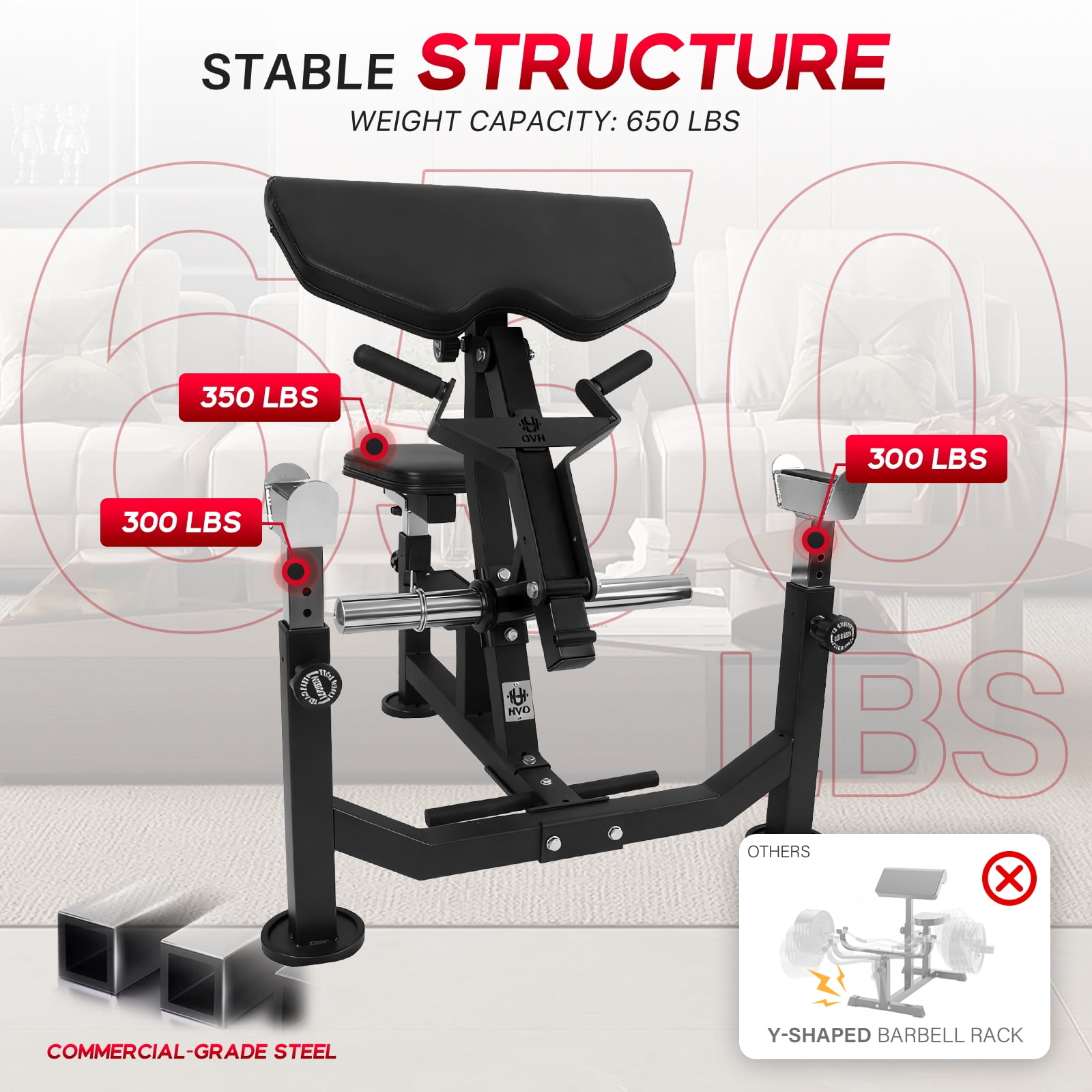 HeeH Preacher Curl Bench: Bicep Training Station for Barbell & Dumbbell Workouts with Lifting Weights Home Gym Equipment Black