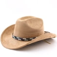 thumbnail image 2 of SRZYMJ Western Cowboy Hat With Rolled Brim for And Outdoor Adventure Travel Riding Country Style, 2 of 3