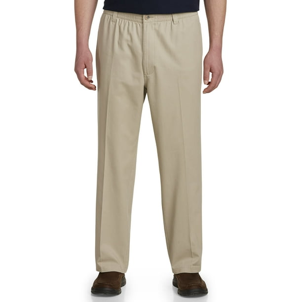 Harbor Bay by DXL Big and Tall Men's ElasticWaist Pants, Khaki, 3X