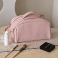 thumbnail image 3 of Bolsa de cosméticos Bolsa de maquillaje de gran capacidad Bolsa de aseo de viaje portátil con doble cremallera Rosa, 3 of 10