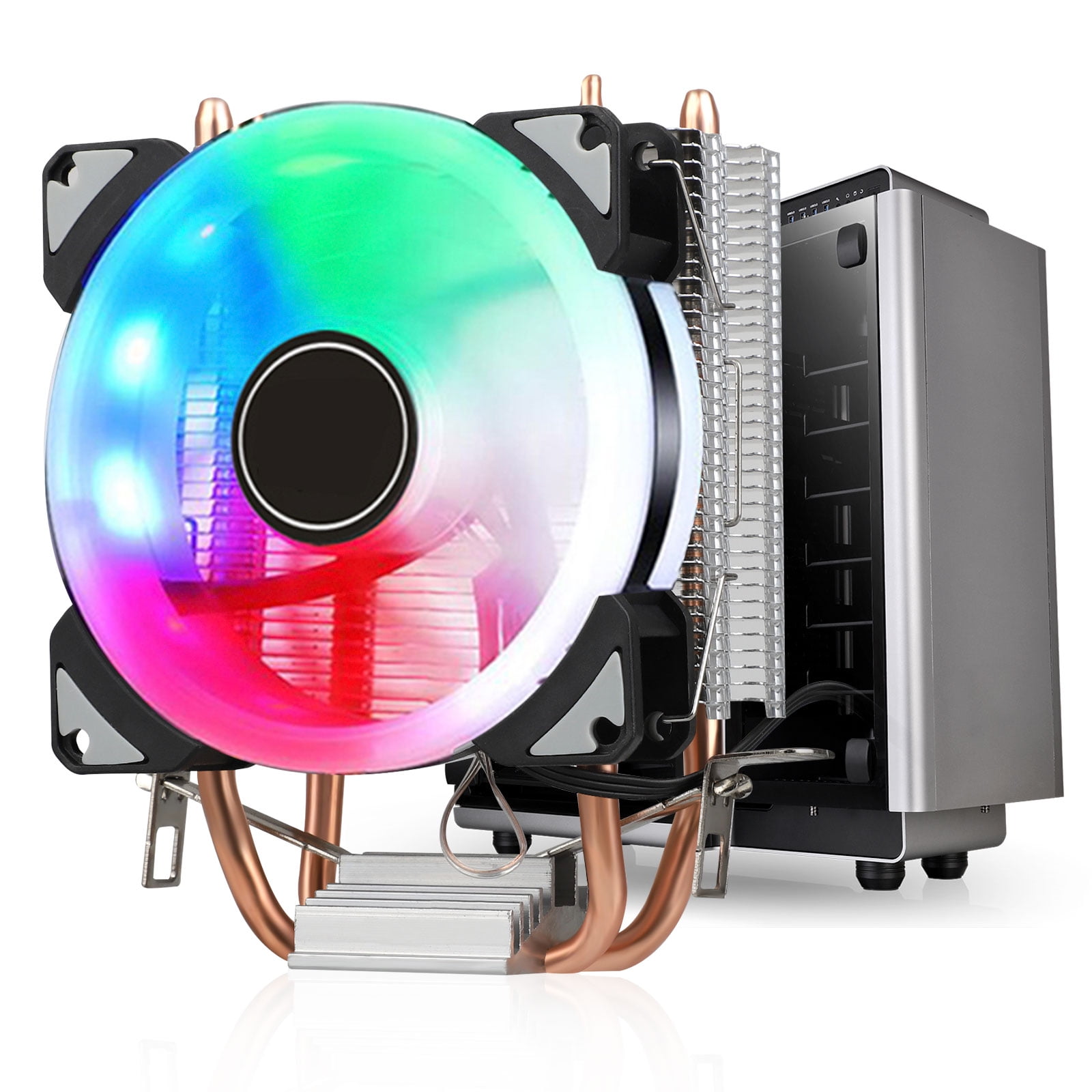 Cpu Cooler With Aluminum Heat Sink 12v Led Cooling Fans 90mm Hydraulic Bearing For Lga 1366 Computer Heatsinks