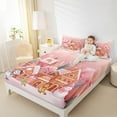 thumbnail image 4 of Manfei Xmas Gingerbread House Bed Sheets,Cute Cartoon Snowman King Sheets,Pink Brown White Sheet Set For Kids Gitl,Ultra Soft Home Decor,4 Pieces, 4 of 7