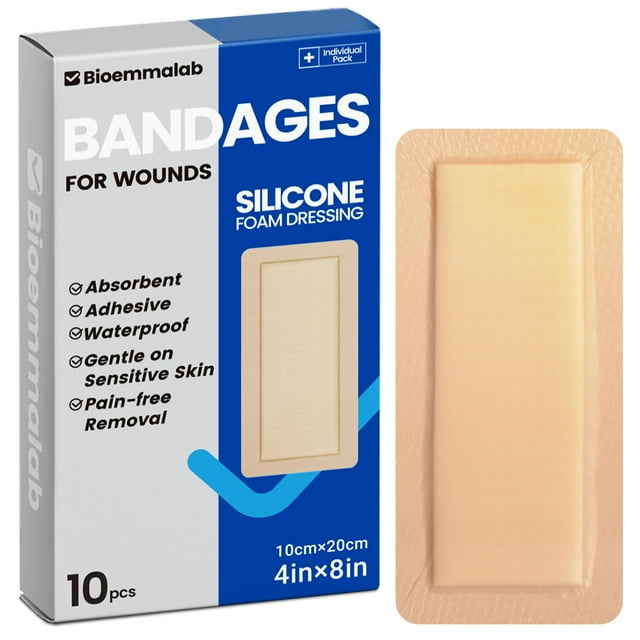 Bandages Bioemmalab, espuma de silicona impermeable, 10 paquetes