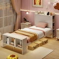 thumbnail image 3 of Kadyn Bed Frame, Platform Bed Frame,Twin Size Bed Frame with 2 USB Ports with Storage Headboard and Lights-Twin Size, 3 of 10