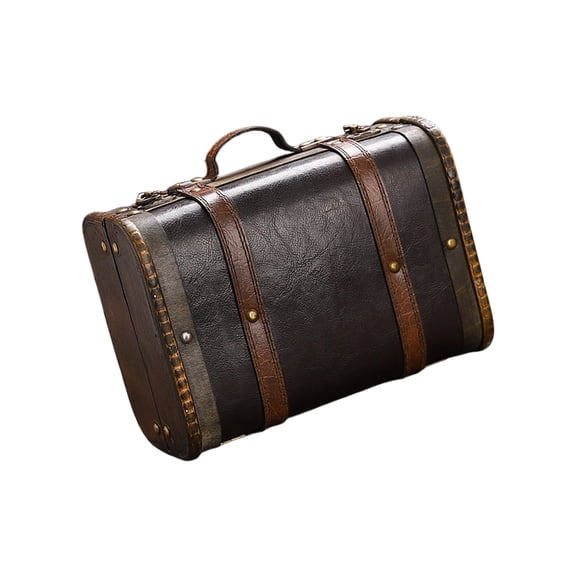 Sturdy Wooden Storage Box Leather Handle Dust Resistant Storage Chest for Home Organization and Decors Display