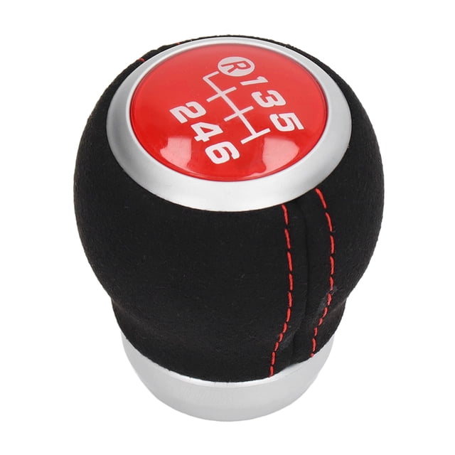 6 Speed Gear Knob, Ergonomic Design Abrasion Resistant Antiscratch Clear Numbers Direct Replacement Gear Head Sensitive For Car Red