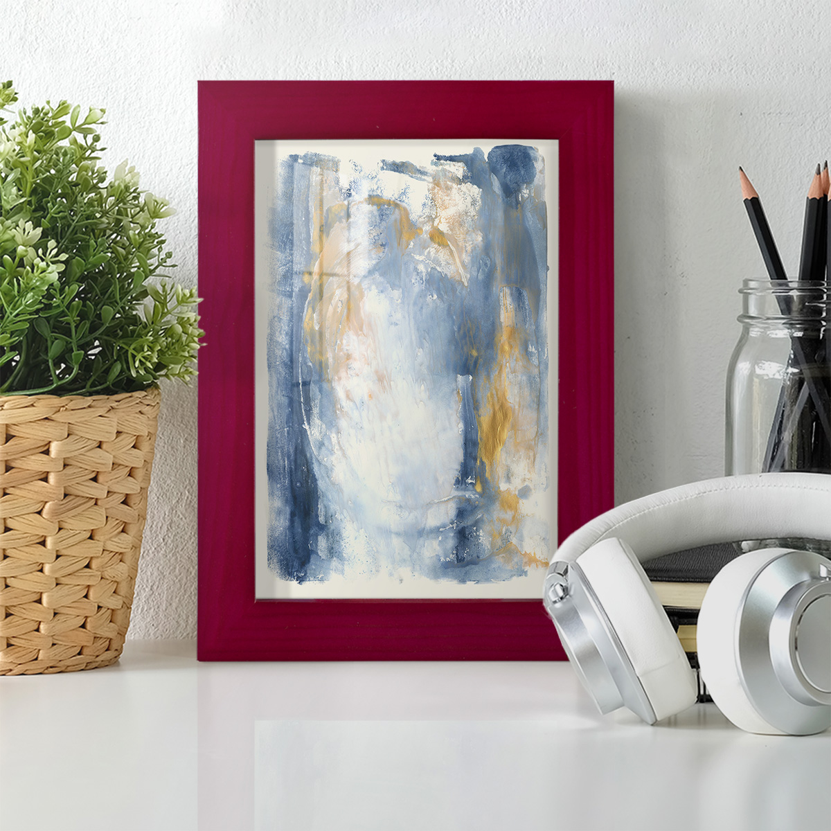 Circles & Dream I - Framed Print w/glass - Cherry Red