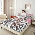 thumbnail image 4 of Castle Fairy Leopard Print 4pcs Bed Sheets,Sparkling Sequin King Sheets,Valentine's Day Super Cozy Sheet Set,Lightweight Geometric Room Decor, 4 of 7