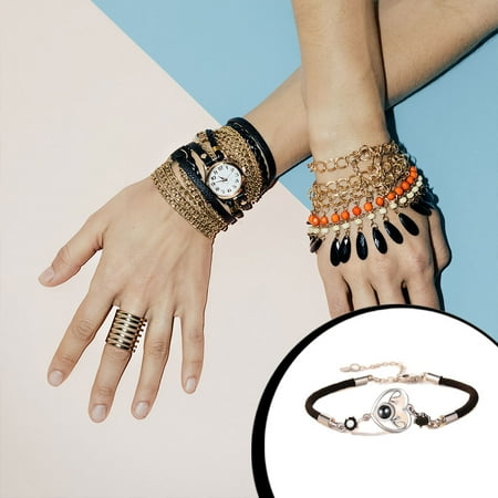 

ELENXS Personalized Necklace Rustproof Shiny Geometric Pendant Romantic Memory Projection Beautiful Bracelet Wedding Christmas Party