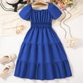 thumbnail image 2 of Coerni Robe Princesse à Manches Bouffantes pour Filles Robe à Volants Couleur Unie Col Carré Taille Haute Robes Tutu Robe de Fête d'Anniversaire, 2 of 9