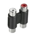 thumbnail image 4 of Uxcell 1.26''x1.06''x0.43'' RCA 3 Female to 3 Female Connector Stereo Adapter Coupler Plastic Black 2pcs, 4 of 5