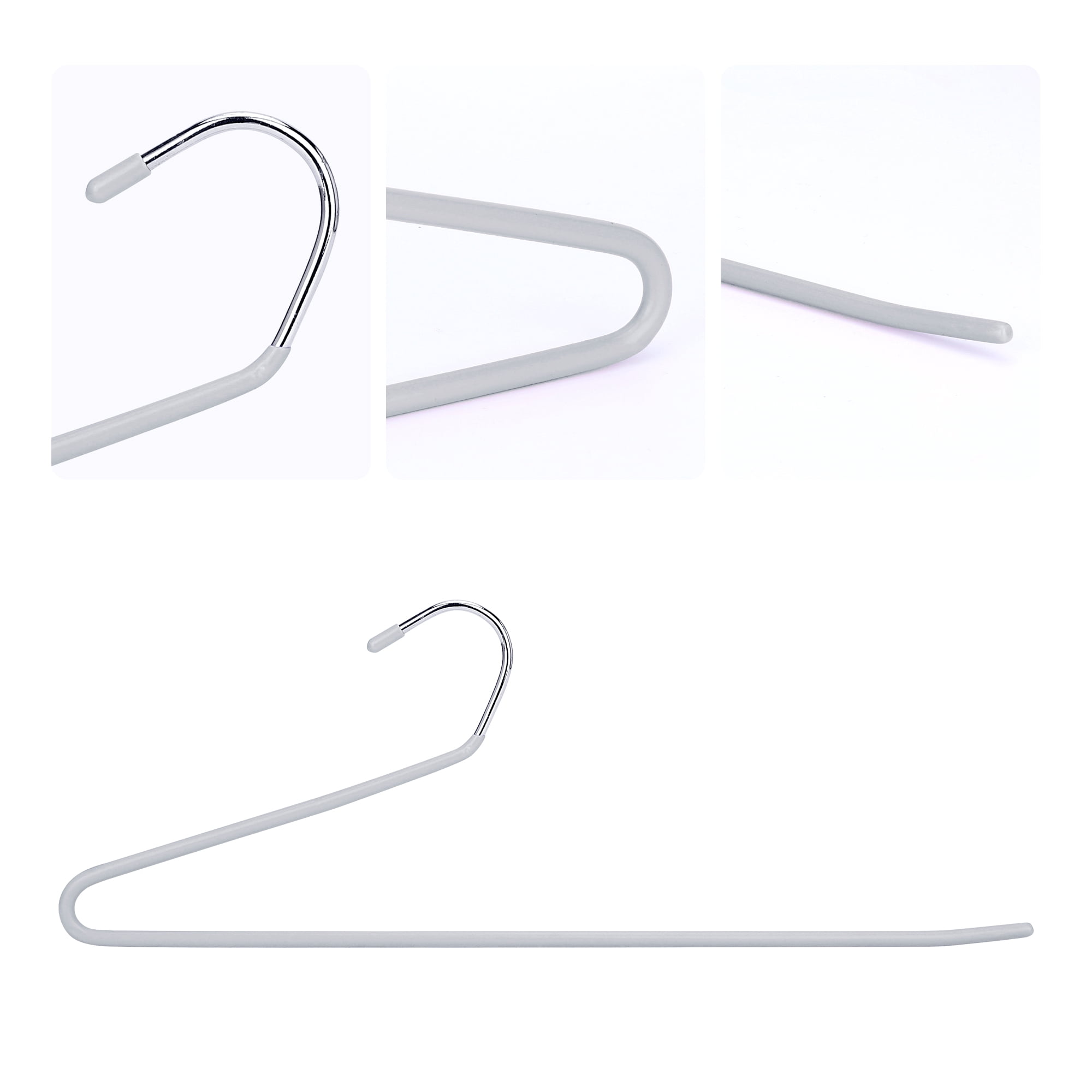 Unique Bargains Metal Clothes Hangers Open-Ended Non-Slip Hangers 10 Pcs Gray
