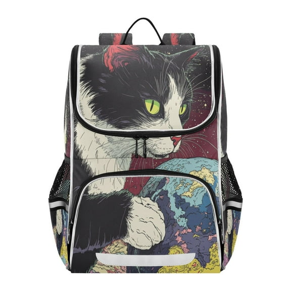 YAZAOO School Backpack Travel Bag Bookbags Bookbags Cosmic Cat Crew Pattern
