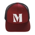 thumbnail image 2 of Daxton Baseball Trucker Hat 3D Capital Alphabet Letters Structured Mid Profile Cap, Burgundy Black Hat, White Letter M, 2 of 2