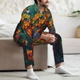 thumbnail image 7 of Naloa Colorful Owl Forest Men’s Pajamas Set - Long Sleeve Button Down Sleep Shirt and Pajama Bottoms Sleepwear Set-Large, 7 of 7