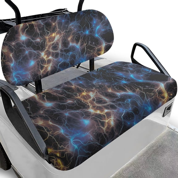 Pzuqiu Neon Lightning Golf Cart Seat Cover Set - Breathable Stretchable Protector | All-Weather Fit for EZGO, Club Car & Yamaha 2-Seater Carts