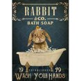 thumbnail image 1 of 1pc Funny Rabbit Bath Soap Poster - Vintage Metal Sign for Nursery Decor and Bathroom Decor - 12x8 Inches, 1 of 4