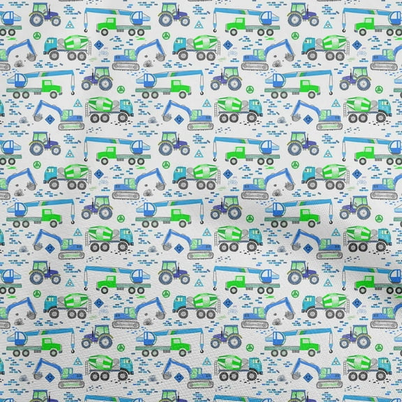 oneOone Georgette Viscose Green Fabric Kids Vehicle Diy Clothing Quilting Fabric Print Fabric By Yard 42 Inch Wide