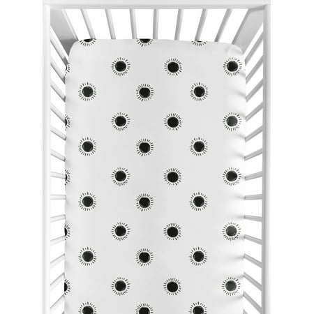 UPC: 0846480089995 | Boho Sun White and Black Fitted Crib Sheet by Sweet Jojo Designs