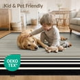 thumbnail image 4 of ODIKA Ivory Tan Striped Border Bold Banded Edges Lines Farmhouse Frame Foldable Easy Care for King Size Bedroom, Master Suite, Under Bed, 4 of 7