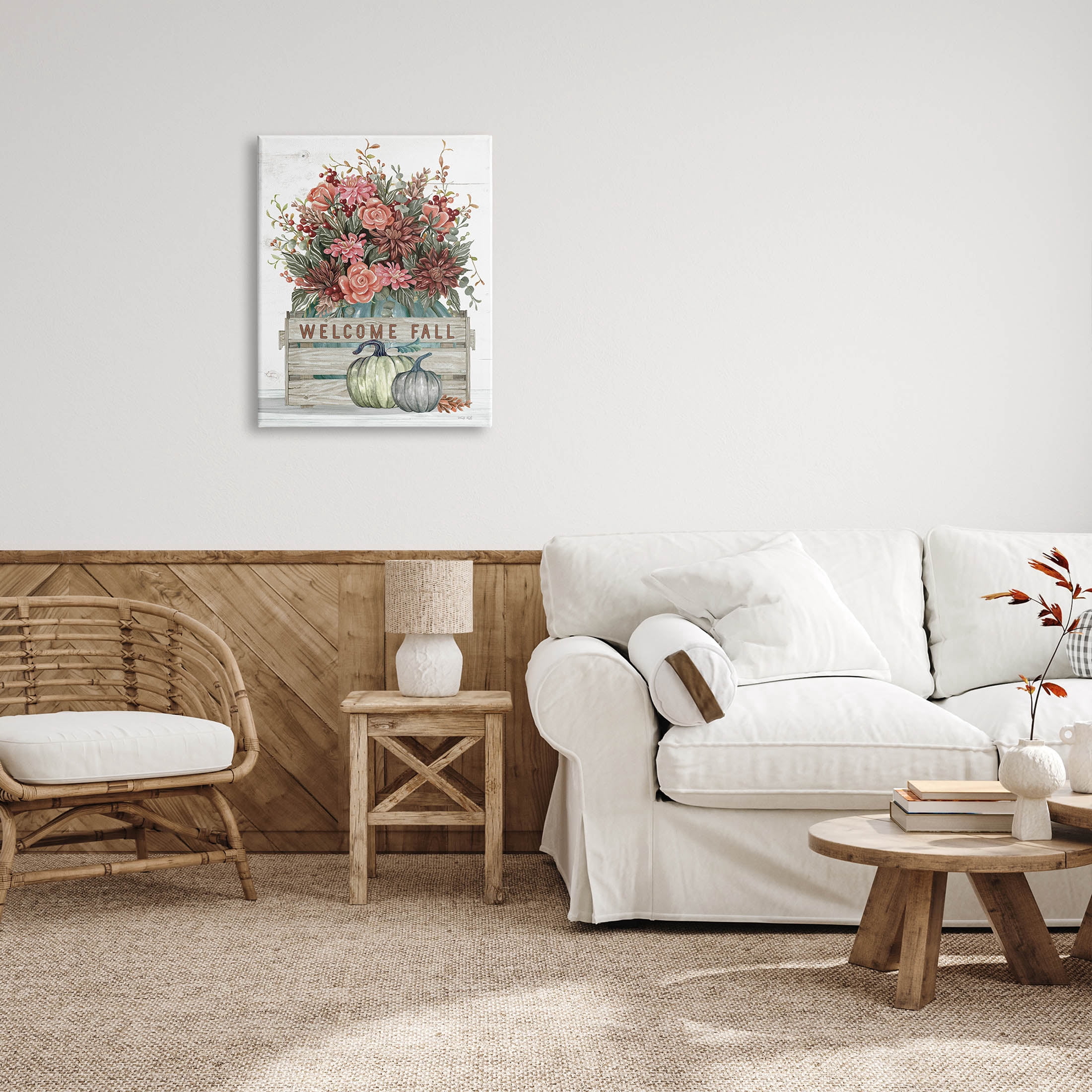 Welcome Fall Seasonal Blooms Holiday Graphic Art Gallery Wrapped Canvas Print Wall Art