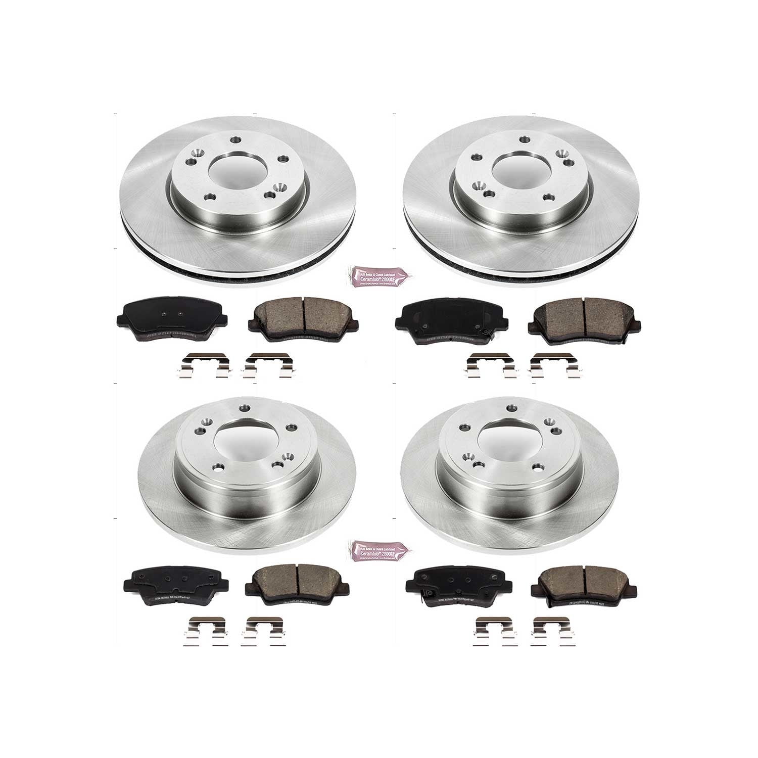 PowerStop Front and Rear Stock Replacement Brake Pad and Rotor Kit Fits: HYUNDAI KIA Select Models KOE7582