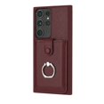 thumbnail image 4 of Compatible with Samsung Galaxy S21 Ultra Wallet Phone Case,360°Rotation Finger Ring Holder Kickstand,with Card Holder,Lychee Pattern PU Leather Durable Shockproof Rugged Phone Case,Winered, 4 of 12