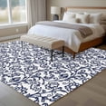 thumbnail image 4 of 6'x9' Area Rugs, Navy Blue Floral Indoor Outdoor Area Rug for Living Room Bedroom, Vintage Art Flowers Pattern Washable Bathroom Rugs Kitchen Floor Carpet Mats Home Decor Aesthetic, 4 of 8
