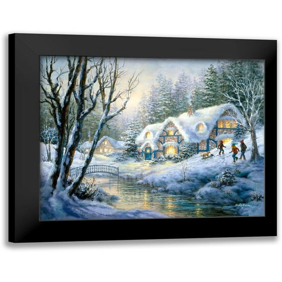 Winter Frolic 14x12 Black Modern Framed Museum Art Print Titled - Boehme, Nicky
