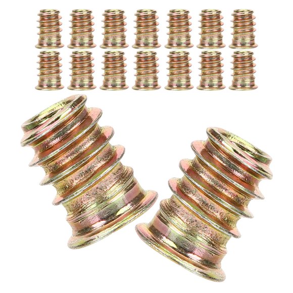 ETHZZLE 40pcs Wood Threaded Insert Nut Wood Insert Golden For Easy Installation DIY