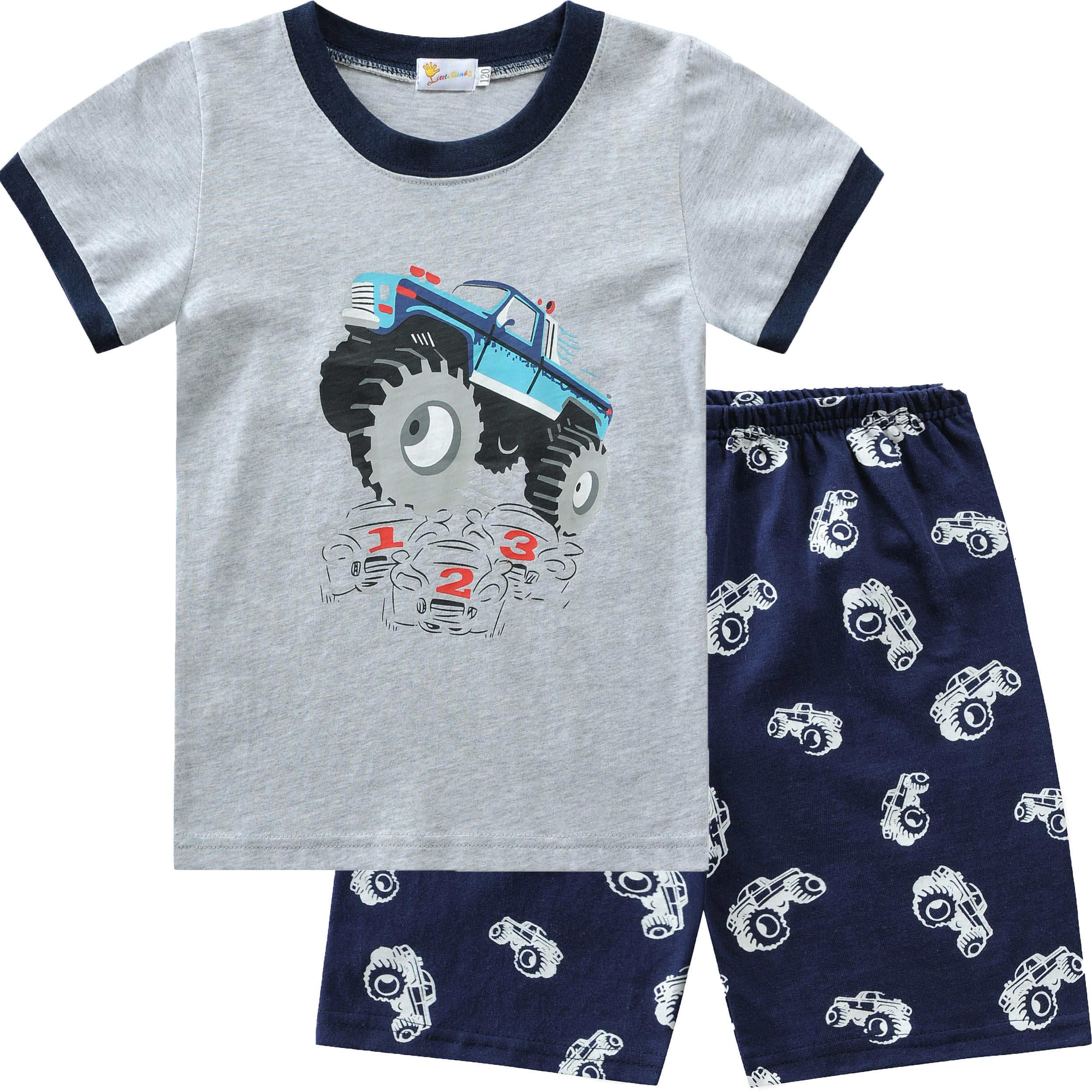 Little Hand Toddler Boys Monster Truck Pajamas Summer Short Sleeve