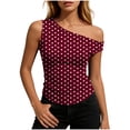 thumbnail image 3 of Yertdoel Sleeveless Tops for Women Fashion Polka Dot Print Off the Shoulder Slim Fitted Tank Top Party Cozy Summer Tops Casual Shirts, 3 of 7