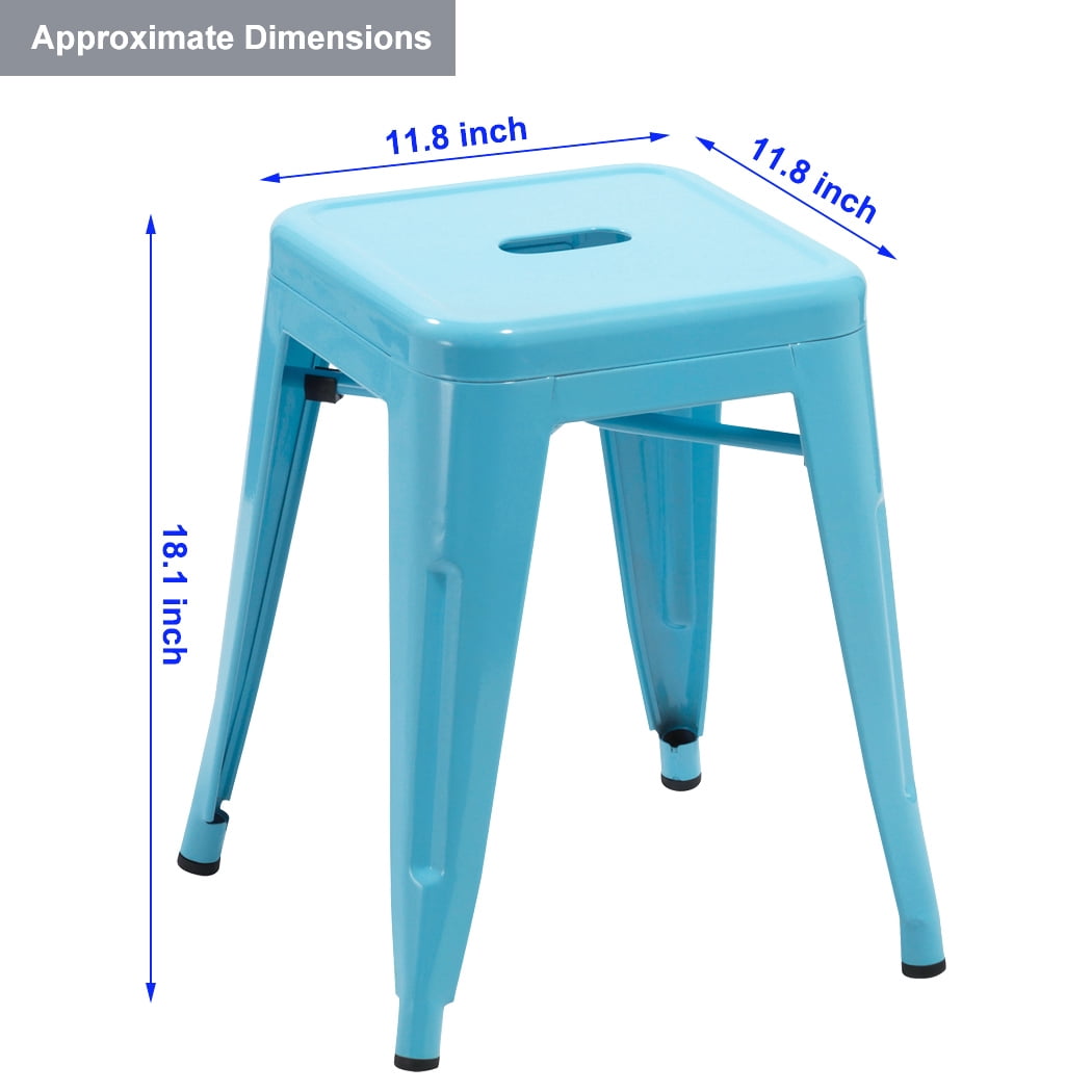 Duhome 18blue Metal Bar Stools High Backless Stools Indoor Outdoor Stackable Stools Set Of 4 Walmartcom Walmartcom
