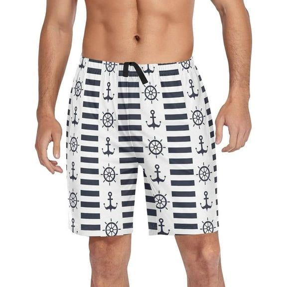 GZHJMY Anchor Pajama Pants Short for Men, Lounge Pants Lightweight Men Pajama Bottoms with Drawstring Pockets, Christmas New Year Birthday Gifts, Large
